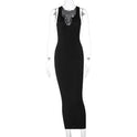 Women's V-Neck Bodycon Striped Knitted Sleeveless Midi Dress