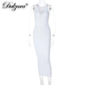 Women's V-Neck Bodycon Striped Knitted Sleeveless Midi Dress