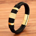 XQNI Men's Double Layer Woven Leather Bracelet