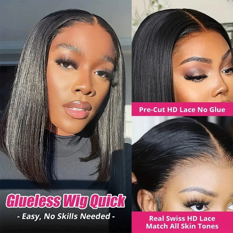 Glueless Straight Short Bob Wig Transparent 13X4 Lace Front Human Hair Wigs PrePlucked Natural Hair Remy Brazilian Wig On Sale